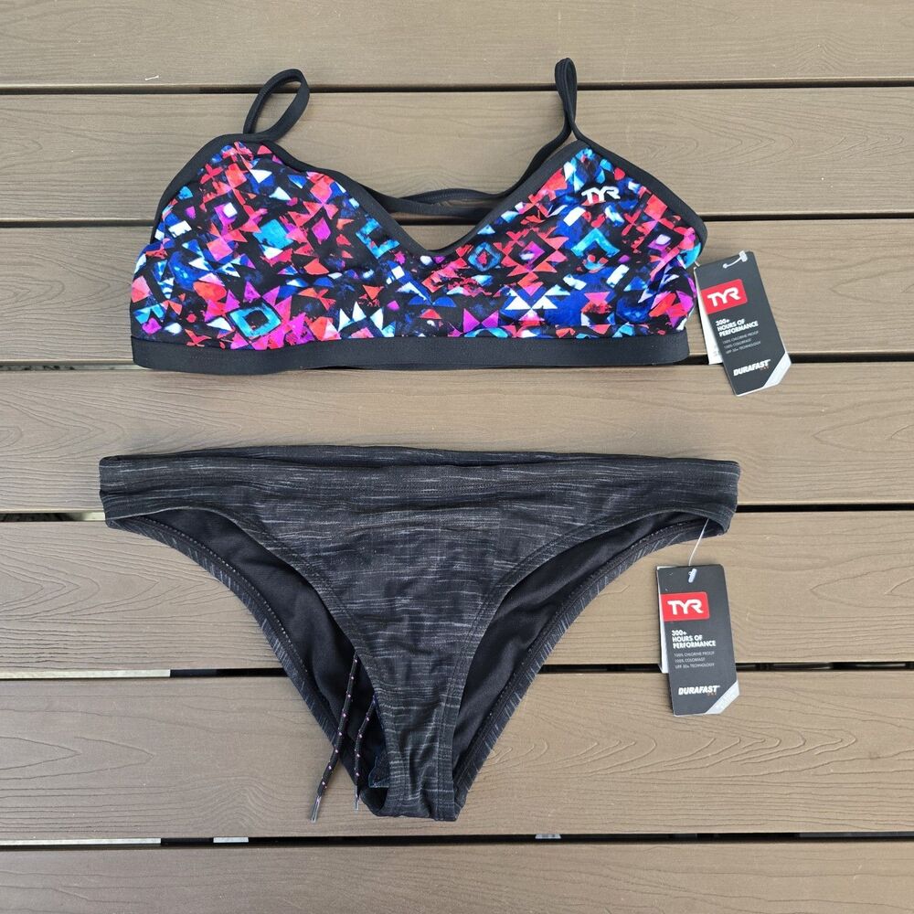 TYR Womens Meso Geometric Trinityfit Top & Sandblast Mini Bikini Sz XL NEW